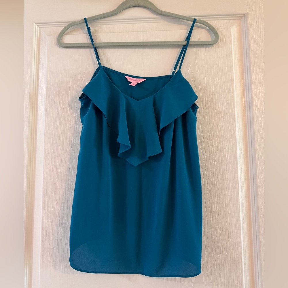 Lilly Pulitzer Teal Ruffle Cami Tank Top - Women